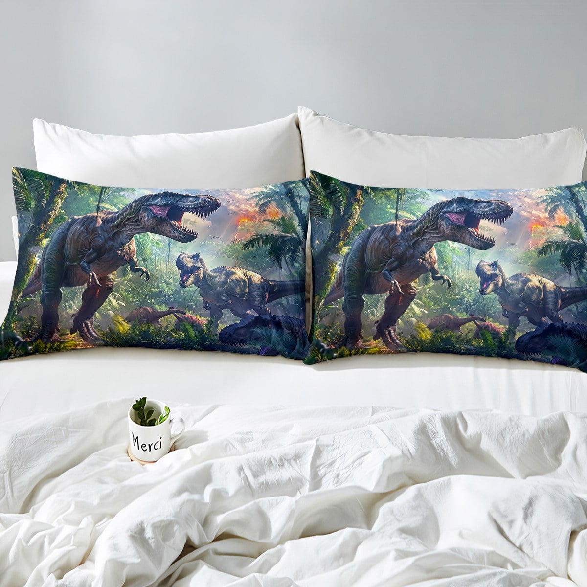 3D Realistic Dinosaur Bed Sheets ,Tropical Jungle Wild Animals Bedding Set Dino Fitted Sheet Twin,Paleontology Dinosaurios Sheets Room Decor