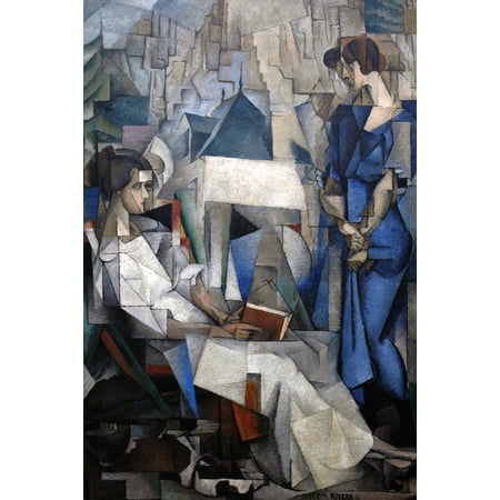 24x36 gallery poster, Diego Rivera, Two Women (Dos Mujeres, Portrait of Angelina Beloff and Maria Dolores Bastian), 1914