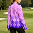 thumbnail image 5 of SONXAHE Argyle Quarter-Zip Long-Sleeve Polo Shirt for Women Athletic Golf Everyday Blouse, 5 of 7