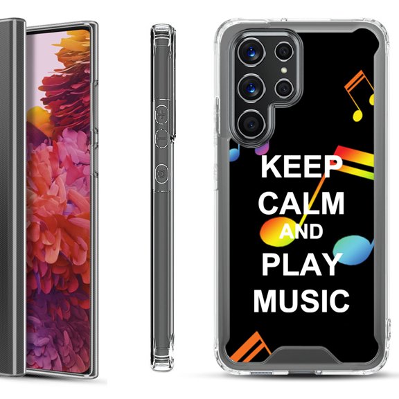 Shockproof Bumper Phone Case for Samsung Galaxy S22 Ultra 5G, by OneToughShield ® - Keep Calm Music