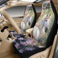 thumbnail image 3 of Xixirimido Breathable Car Seat Cover Set of 5 PU Leather Front Seats with Seat Belt & Console Covers Universal Fit Automotive Accessories, White Horse Forest Floral, 3 of 8