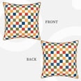 thumbnail image 3 of Fotbe Floral Checkerboard Pattern Velvet Decorative Throw Pillow Covers with Elegant Piping, Soft Plush Cushion Cover for Sofa, Bed, Car, Office-18"x18", 3 of 8
