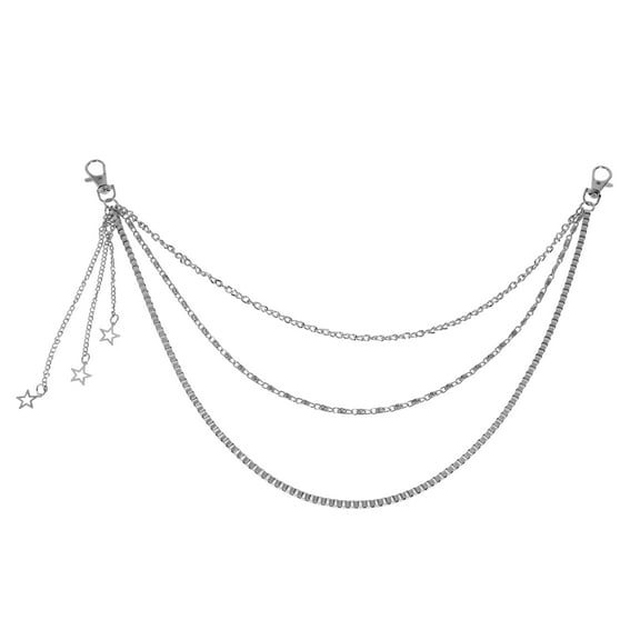 Unique Bargains 1 Pc Adjustable Waist Belt Delicate Three-Layer Star Charm Adjustable Waist Cord Women Silver Tone