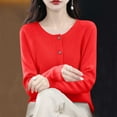 thumbnail image 5 of Women's Solid Color Long Sleeve Button Up Sweater Top Casual Daily Wear Business Office Work Fashion Essential Gift for Women | Sopatenor,Red XL, 5 of 9