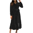 thumbnail image 1 of Pompotops Robe Sexy Mode Femme Col en V Manches Longues Bandage Imprimé Soirée Automne Longueur Cheville, 1 of 1