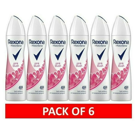 6 x Rexona Women Pink Blush Alcohol Free 48h Deodorant Spray 200ml (6x 6.76 oz)