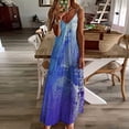 thumbnail image 1 of SMihono Robe Maxi Bohème d'Été pour Femmes Grande Taille Mode Femme Bretelles Taille Mi-Haute Col en V Sans Manches Rayée Imprimée Robe Longue de Plage, 1 of 5