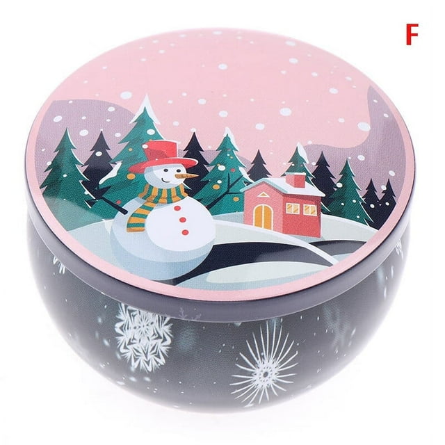 MesaSe Christmas Tinplate Candy Tin Can Candle Jars With Lid Candle Container Empty Box Cookie Candy Storage Gift Case