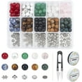 thumbnail image 2 of 1 set DIY Stretch Bracelets Making Kits Including Natural Gemstone Round Beads Alloy Spacer Beads Iron Beading Needles Elastic Thread and Steel, 2 of 8