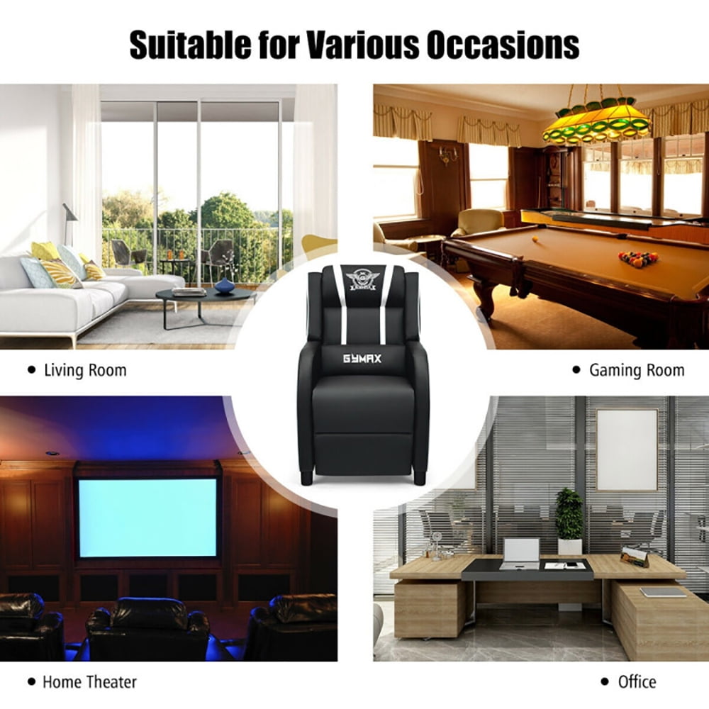 Finihen Massage Recliner Chair, Massage Racing Gaming Single Recliner Chair, for Gaming Room, Home Theater, White Finihen Massage Recliner Chair, Massage Racing Gaming Single Recliner Chair, for Gaming Room, Home Theater, White