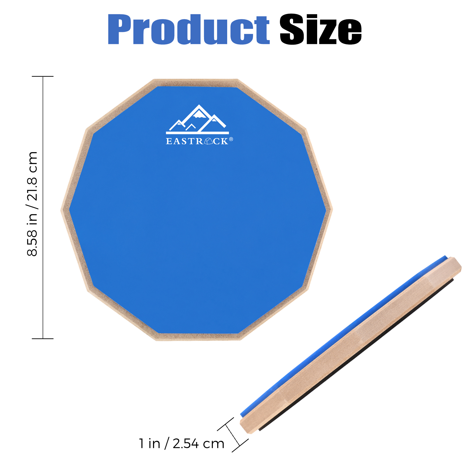 Eastrock Drun Practice Pad 8 inch Double Silicone Surface Non-Slip Rubber Silent Practice Drum Pad for Beginner Blue
