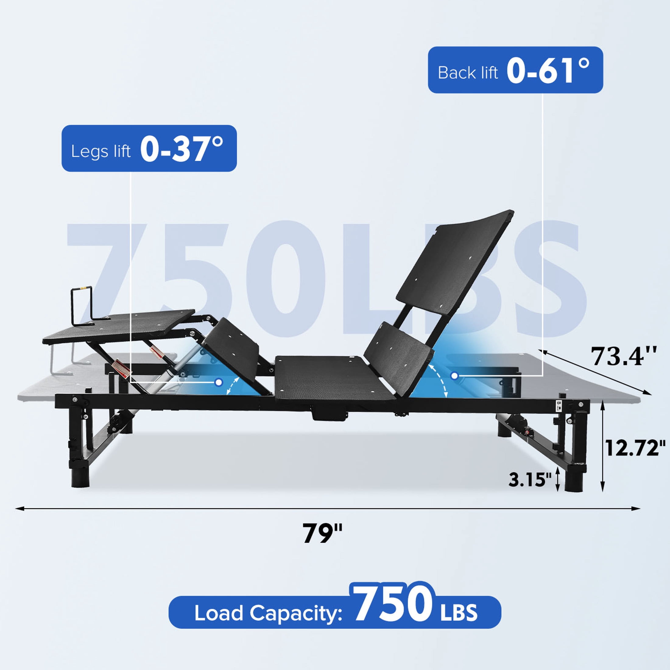 Aukfa Adjustable Bed Frame Base King, Wireless Remote, Quiet Dual OKIN Motor, Segmented Design, Zero Clearance, Zero Gravity, Black