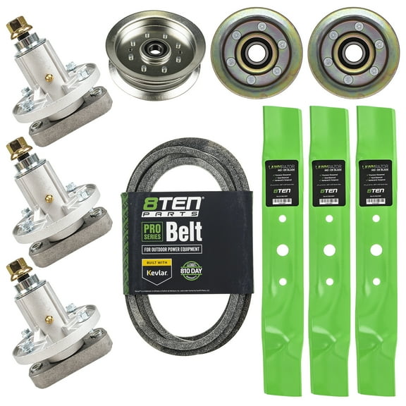 8TEN Deck Rebuild Kit Blade Spindle Idler Belt for John Deere L120 GX21833 MK1001771