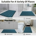 thumbnail image 6 of Easy-Going Luxury Chenille Striped Pattern Bath Mat, 20x32 in, Soft Plush Bath Rug, Absorbent Bathroom Rug, Non Slip Perfect Carpet Rugs for Shower, Bedroom, Front Door, Entryway (Turquoise Blue), 6 of 7