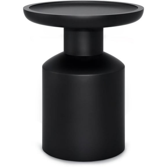 Allora 16" Round Contemporary Solid Wood Accent Table in Black