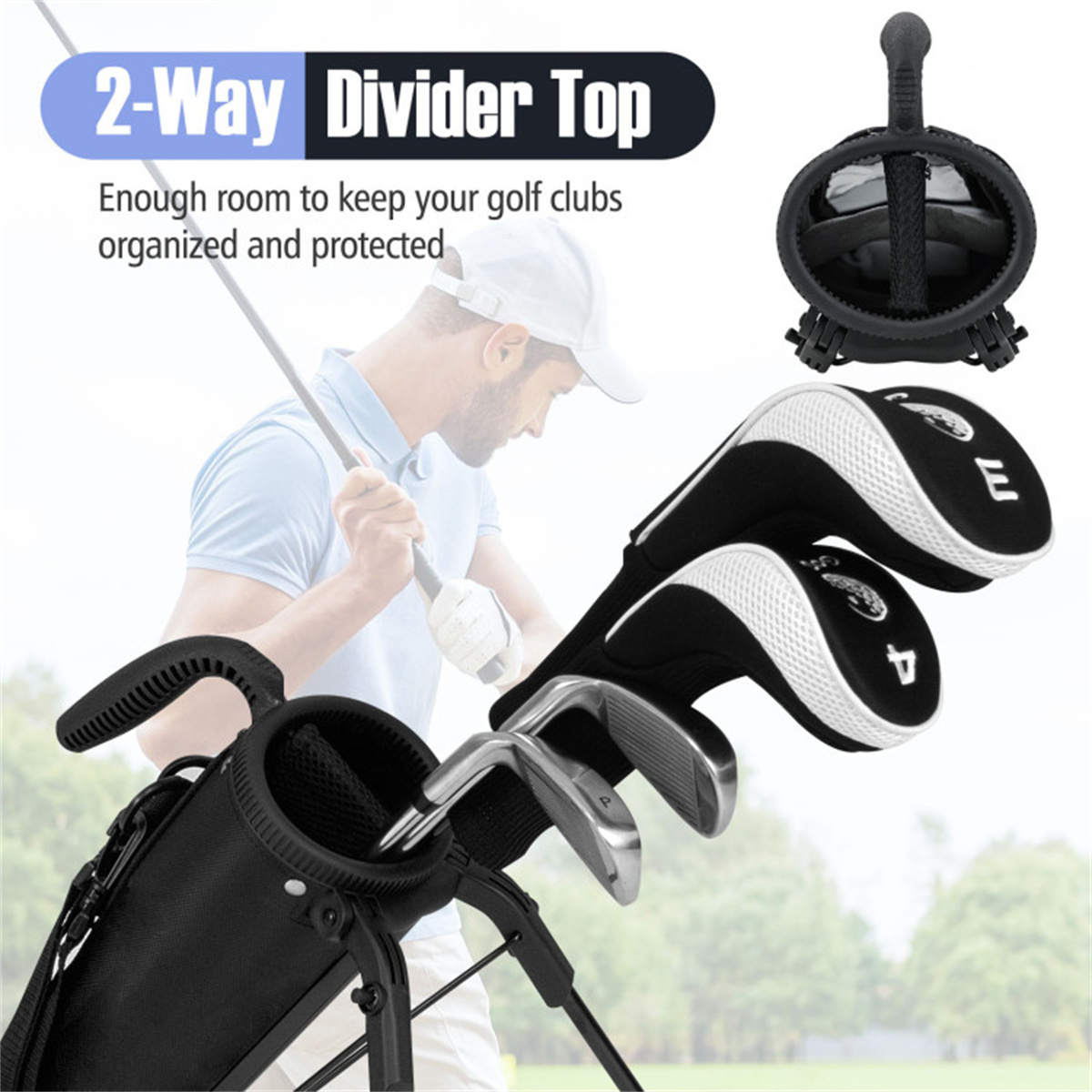 1. Portable Golf Carry Bag Grey Black Dual Carrying Shoulder Strap Top Handle