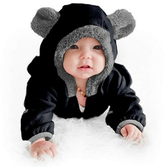 Toddler Baby Girls Boys Cartoon Ears Hoodie Romper Zip Clothes Jumpsuit Child Trendy Streetwear