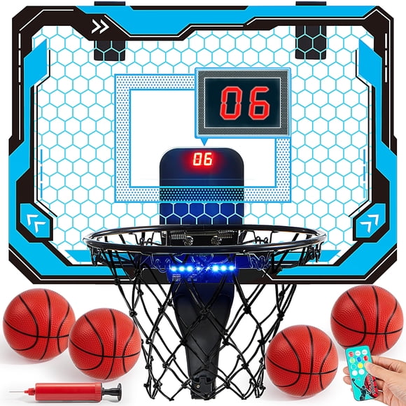 Panier de Basketball pour Enfants, Mini Panier de Basketball Intérieur avec 4 Ballons Jouets de Basketball Intérieur pour 6 7 8 9 10 11 12 13 14 Ans Jouets de Sport Bi