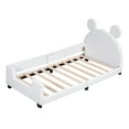 thumbnail image 6 of Churanty Twin Size Carton Daybed for Kids,Teddy Fleece Daybed Frame with Ears Shaped Headboard for Girls Boys, White, 6 of 12