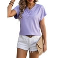 thumbnail image 3 of Womens Summer Top V Neck Short Sleeve Casual Blouse T Shirts Cute Loose Fit Trendy Basics Tees L, 3 of 9