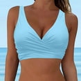 thumbnail image 3 of Aayomet Women Underwire Full Coverage Bikini Top Only Criss Cross Push Up Swim Crop Top Tie Back Bathing Suit (Light Blue, S), 3 of 6