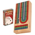 thumbnail image 1 of HLONK 1 Set Cribbage Board Table Game Solid Wood Party Board Game Board Cribbage Cards Board, 1 of 6