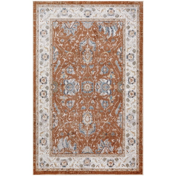 Nourison Astra Machine Washable 3'3" x 5' Rust Ivory Vintage Indoor Area Rug