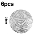 thumbnail image 2 of Round Placemats for Dinner Table Set of 6 Metallic Hollow Out Leaf Table Mat Pressed Vinyl Place Mats Table Decor, 2 of 5