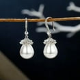 thumbnail image 6 of GKNET 925 Silver,Gold Girl Drop Earring Charm Women White Pearl Anniversary Jewelry-Silver, 6 of 6