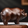 thumbnail image 1 of Rosewood carved pig figurine, one of the twelve zodiac animals, solid wood lucky pig, living room decoration, auspicious golden pig desktop ornament., 1 of 4