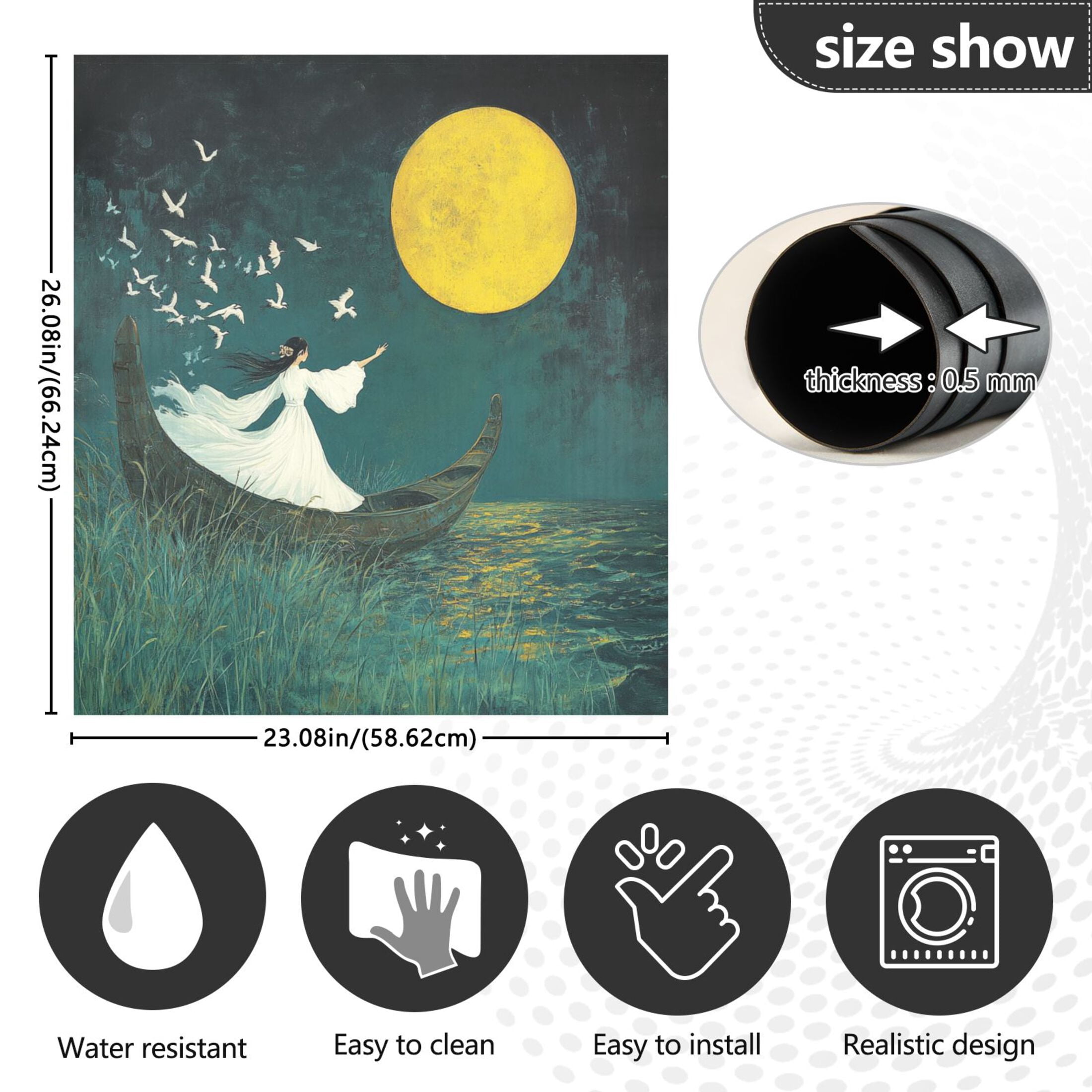 Dishwasher Magnetic Sticker 23x26 Inch Refrigerator Magnetic Sticker Washing Machine Magnetic Sticker Kitchen Panel Magnetic Sticker Home Decor Beauty under The Moon