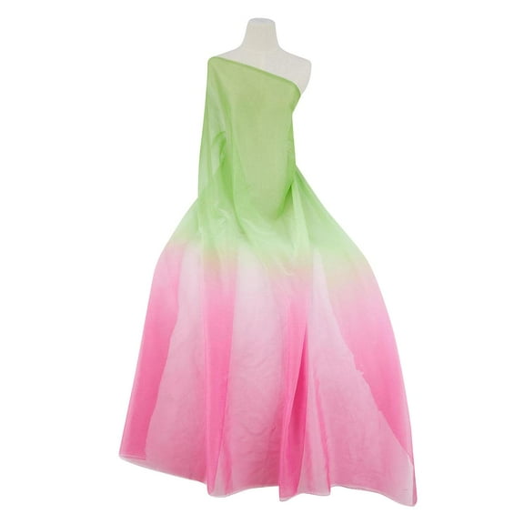 Zelouf Half Ombre On Cationic Chiffon Yoryu  , Sewing, DIY, Crafts Fabric by the Yard, Blossom Kiwi, 3 Yard