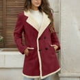 thumbnail image 5 of Bovxnpu Winter Coats for Women, Women's Oversized Jackets Solid Color Lapel Pocketed Buttoned Long Sleeve Faux Fleece Top Warm Winter Clothing, 5 of 9