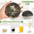 thumbnail image 3 of White Cat Lotus Leaves Flowers Pool 6 Pcs Drink Coasters with Holder Absorbent Coasters Woven Coasters for Drinks Table Desk Protection Home Decor, 3 of 7