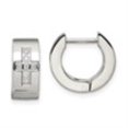 thumbnail image 2 of Auriga Stainless Steel Brushed and Polished with CZ Cross 6mm Hinged Hoop Earrings for Women, 2 of 6