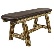 Glacier Country Collection Plank Style Bench, 45 Inch w/ Saddle Upholstery