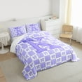 thumbnail image 3 of jejeloiu Purple Bowknot Bow Full Size Comforter Sets,Letter K Monogrammed Bedding Sets For Girls Kids Reversible 3pcs, 3 of 8
