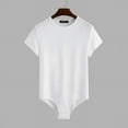 thumbnail image 3 of INCERUN Men's Short Sleeve Leotard Bodysuits Romper Brief Tops, 3 of 7