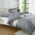 thumbnail image 2 of Haperlare 3 Pcs King Size Ruffle Duvet Cover Set Soft Washed Microfiber Vintage French Duvet Cover with Button Closure, Gray, 2 of 8