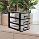 thumbnail image 3 of Armario de plástico de tres capas con cajones, portátil, multifunción, organizador de muebles (negro y transparente), 3 of 5