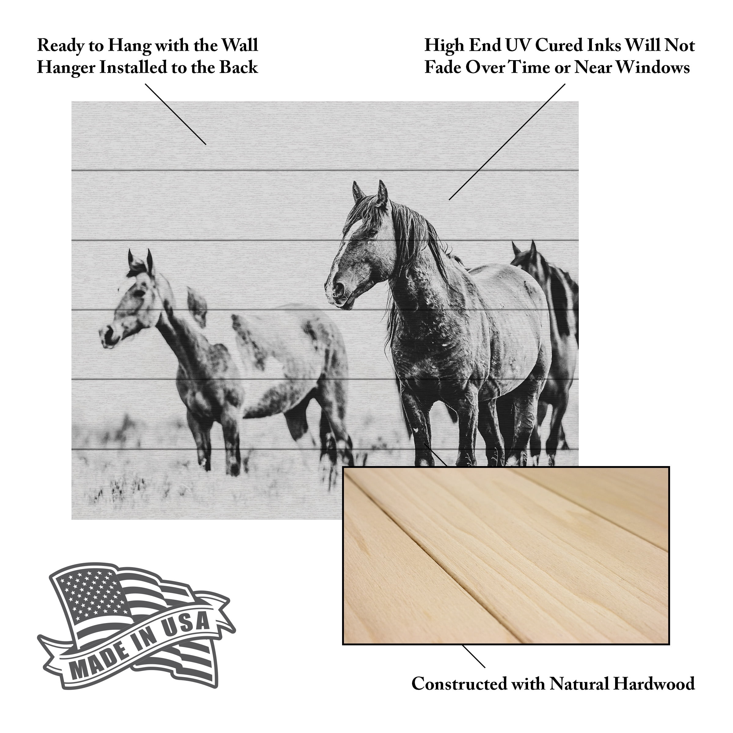 LightBoxJournal 'Wild Horses of the Great Basin 04' Wood Slat Art 18x22