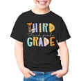 thumbnail image 3 of Glisme Toddler Girls Back To School Tees Letter Print Short Sleeve Crew Neck Fall Comfortable Girls T-Shirt Size 3-4 Years Black, 3 of 7