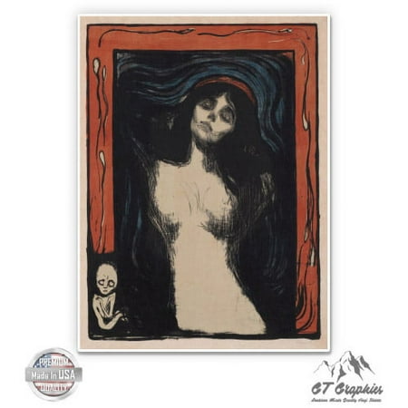 Edvard Munch Madonna - 3" Vinyl Sticker - For Car Laptop I-Pad Phone Helmet Hard Hat - Waterproof Decal