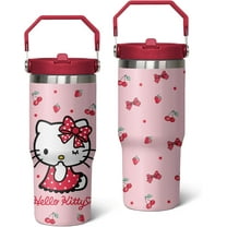 Kitty Tumbler for Adults Water Bottle 30 Oz Tumbler with Handle and Straw Kitty Cups for Kids Pink Coffee Mug Kitty Stuff Cat Insulated Cup Gifts for Girl Women