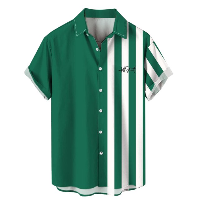 XDZJLR T-Shirts pour Hommes Plage Hawaïenne Manches Courtes Rayé