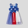 thumbnail image 2 of PatPat Independence Day Family Matching Cotton Star Print Spliced Colorful Mesh Cami Dresses and T-shirts Sets, 2 of 10