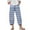 Light Blue, variant on Womens Striped Printed Cropped Pants Elastic Waisted Baggy Fit Tulip Hem Casual Harem Pants with Pockets