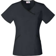 Women's Fashion Essentials Mock Wrap Scrub Top With Contrast Binding