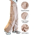 thumbnail image 4 of Happy Cherry Girls Hip Hop Pants Kids Wide Leg Cargo Trousers Baggy Trousers Summer Loose Pants Streetwear 6-7 Years, 4 of 7