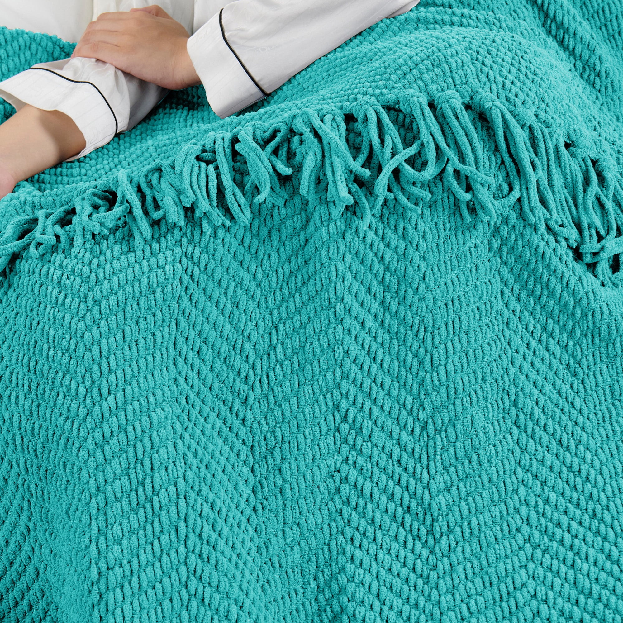 Home Soft Things Reversible Tweed Throw Blanket, Super Soft & Cozy - Baltic Blue, 50x60"